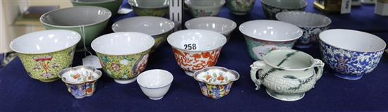 Thirteen Chinese enamelled porcelain bowls, 19th / 20th century